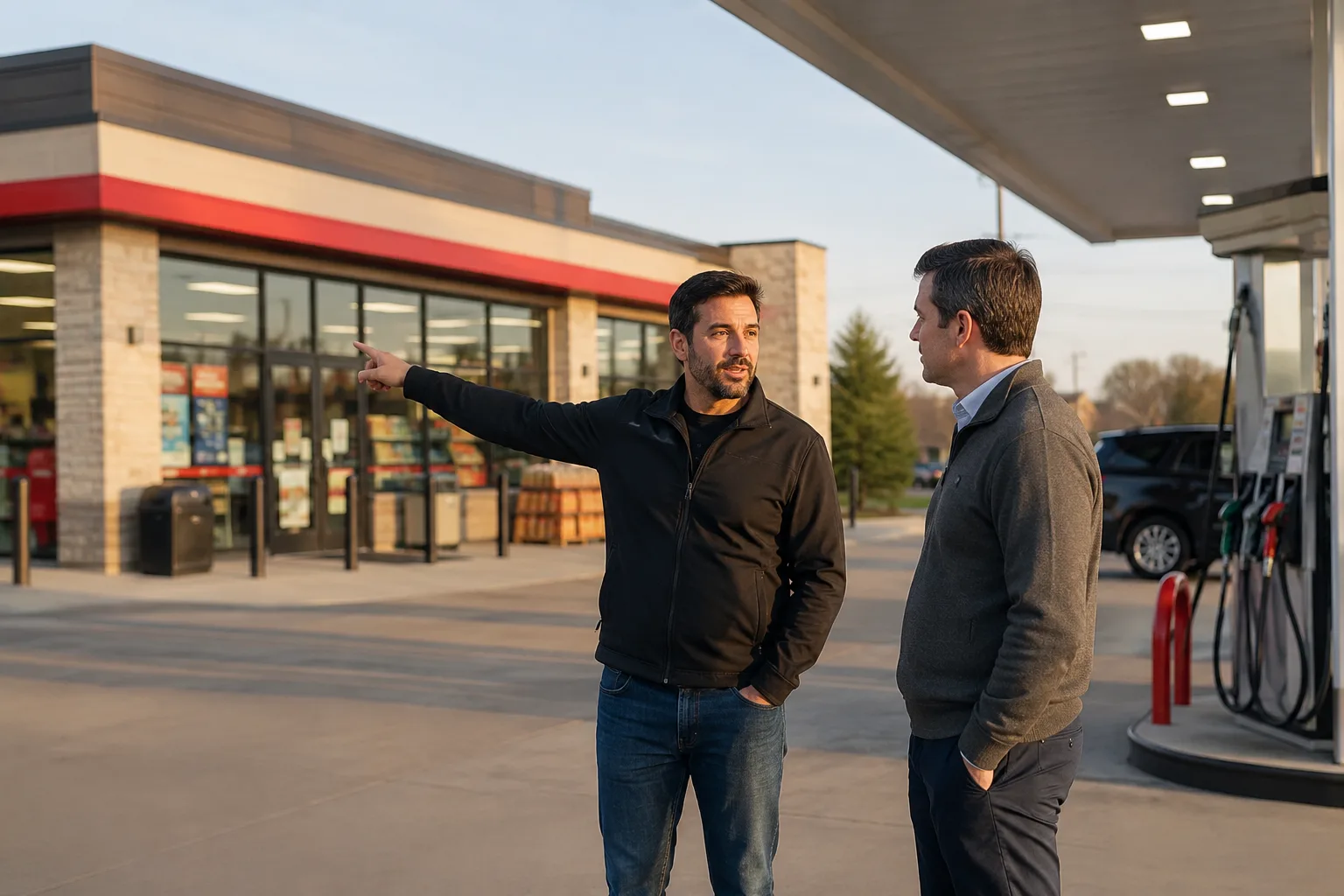 Operators discussing store operations